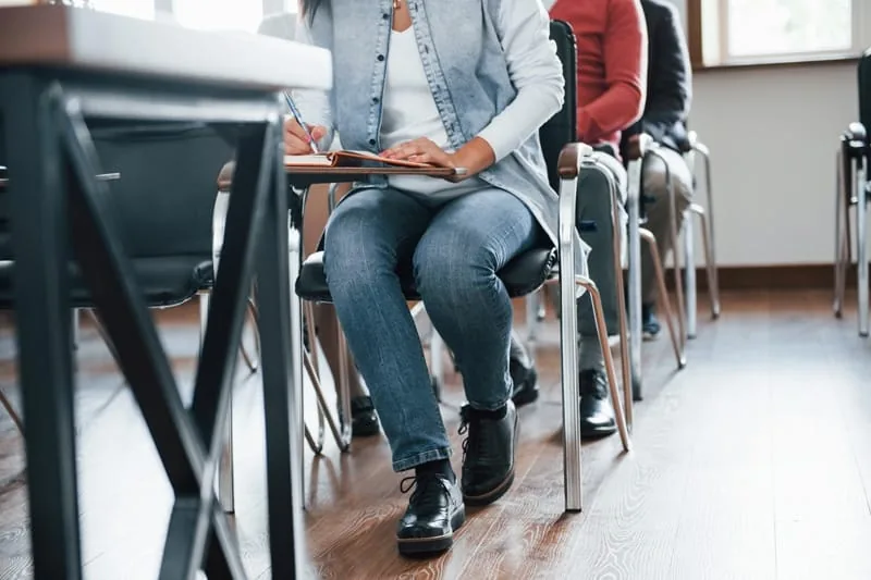 Candidate working through an English examination