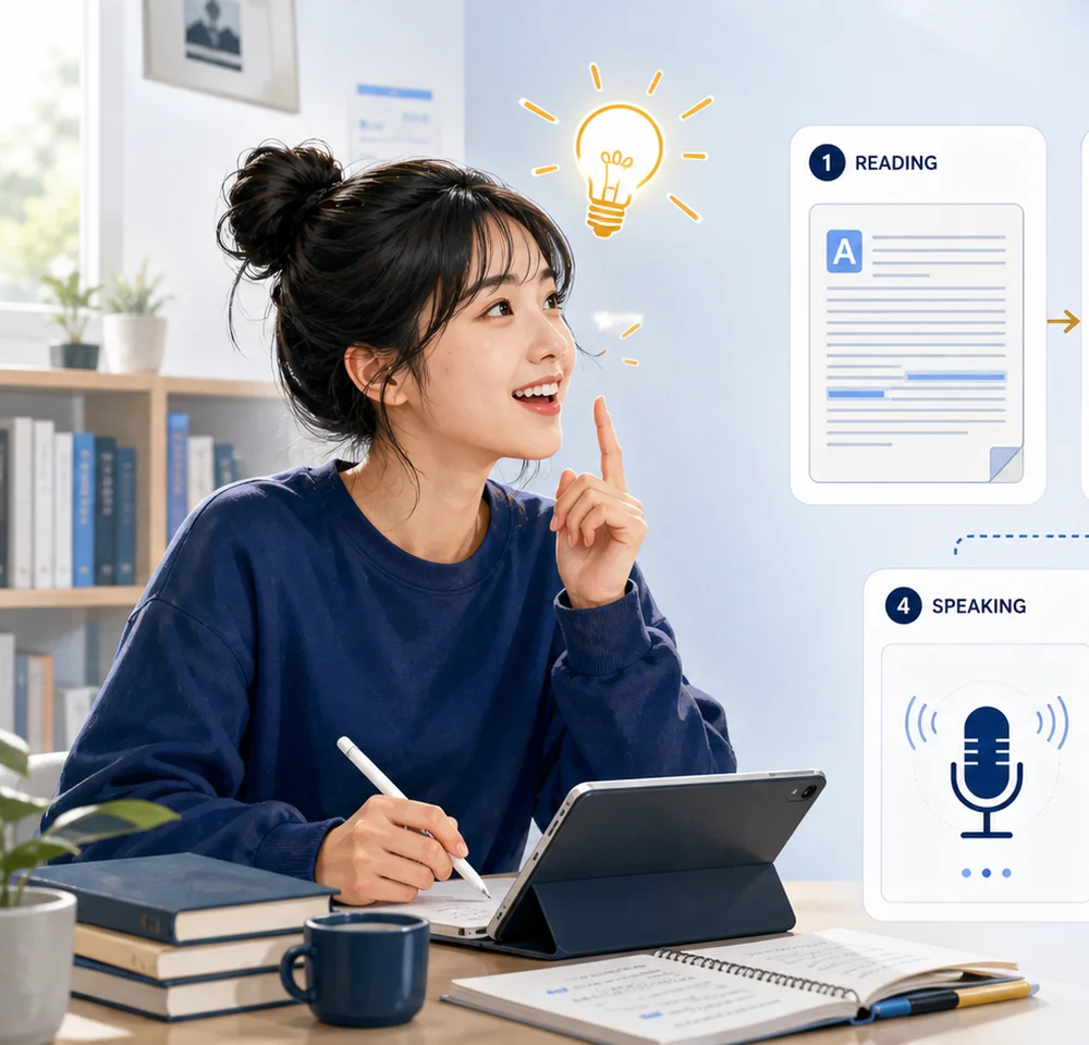 University student preparing for the current TOEFL iBT format