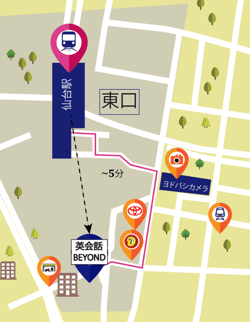 ビヨンド仙台駅から徒歩地図